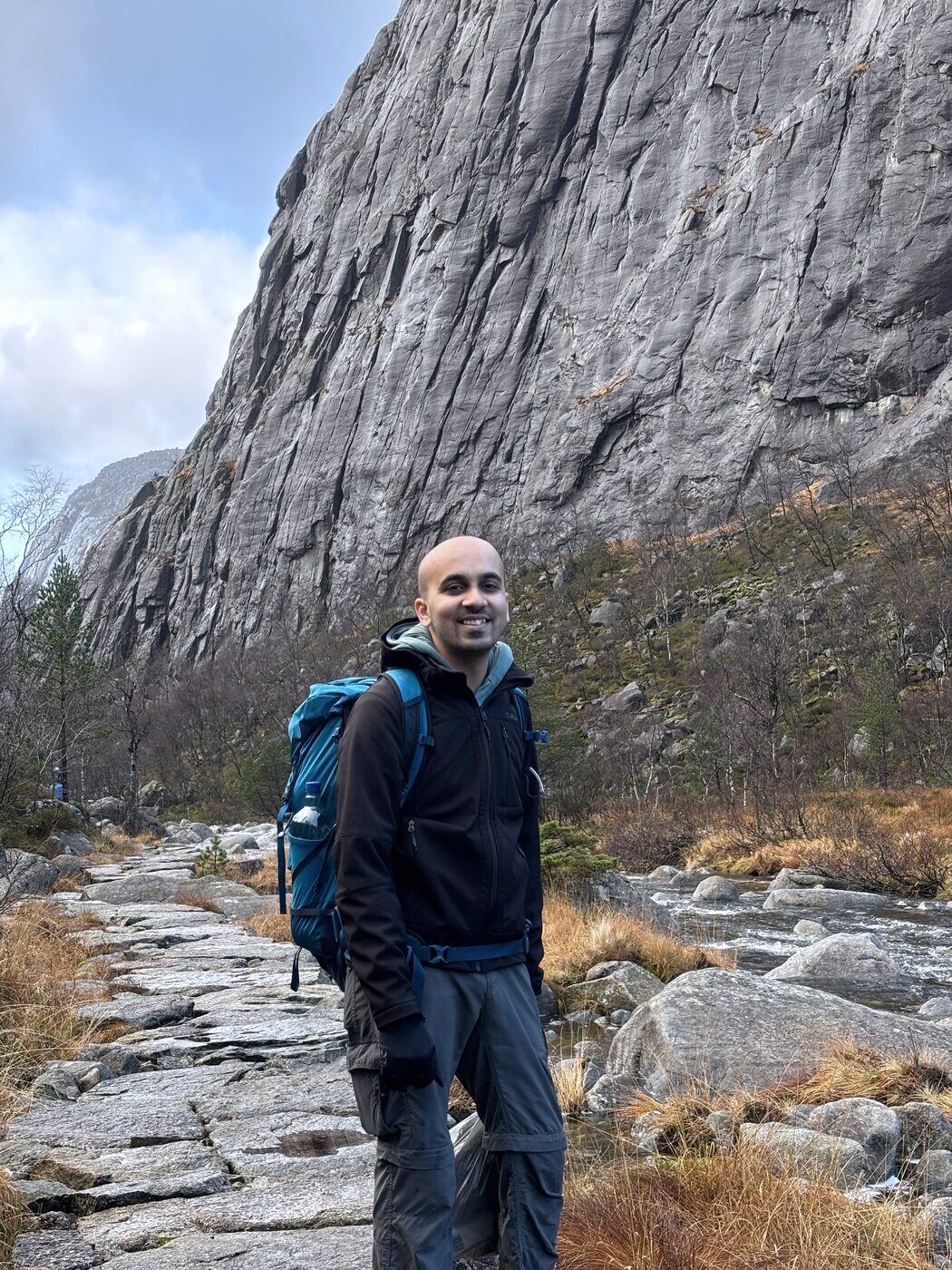 Prasad hiking in the Norwegian mountains